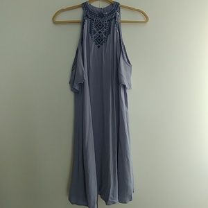 Knox Rose Blue Boho Cold Shoulder Dress